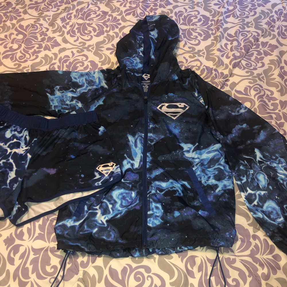 NWOT Supergirl Windbreaker & Shorts Set